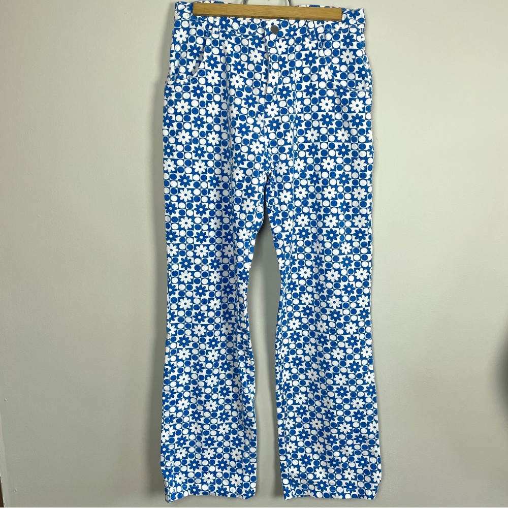 Women’s Blue Love and Harmony Retro Flower Modern Denim Jeans Size L